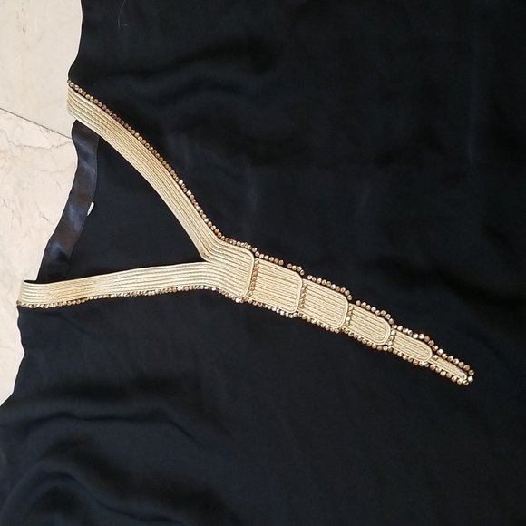 Black & Gold Embroidered Sequin Kaftan Cover-Up Maxi Dress - Picture 5 of 16